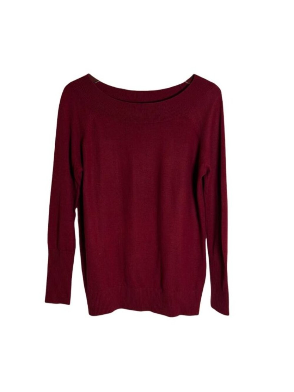 Ann Taylor LOFT Burgundy Boat Neck Sweater Large Long Sleeve Knit Top